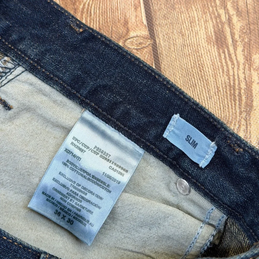 Dickies Slim Fit Tapered Leg Jeans Mens 36 x 30 Dark Blue Denim NWT